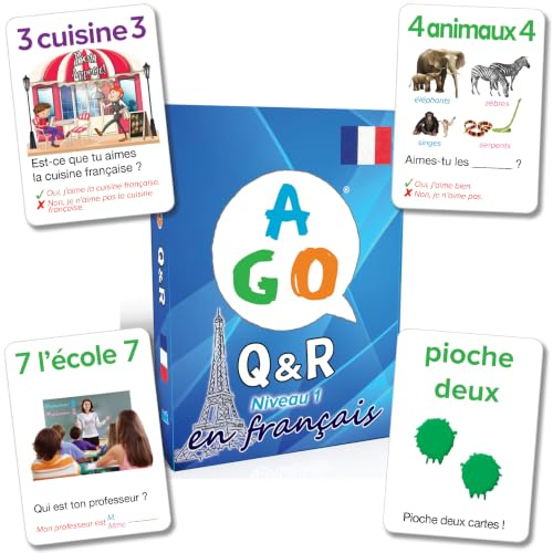 AGO En Français Learn French Conversation Card Game for Beginners, Level 1