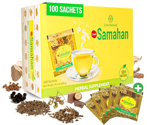 SAMAHAN Ayurvedic Herbal Tea Packets - Sri Lankan Ceylon Blend with 14 Natural Herbs Including Ginger, Black Pepper & More, Herbal Tea Bags - 100 Count
