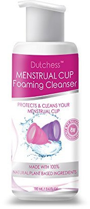 DUTCHESS Foaming Menstrual Cup Cleanser & Feminine Wash (3.4 oz), pH Balanced Plant Based Ingredients, Safe for Silicone Feminine Care Period Cups & Discs