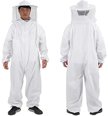 Combinaison Apiculteur,Delaman Apiculteur Suit - Costume Apiculteur Professionnel Complet du Corps de, avec Chapeau Rond de Voile, Blanc, Fournitures pour l'Apiculture (Taille : XL)