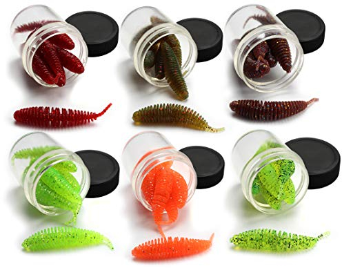 Storfisk fishing & more Feinripp Weichgummi Forellenköder, Supersoft mit Aroma (Käse oder Knoblauch) und Glitter, schwimmend, umweltfreundliches TPE-Material, Länge: 60 mm, Farbe :Set