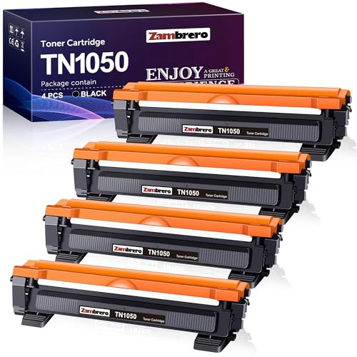 Zambrero Compatibile Toner TN1050 Sostituzione per Brother TN-1050 TN1050 Cartuccia Toner per Brother DCP-1612W DCP-1512 DCP-1510 1610W HL-1110 HL-1212W HL-1112 HL-1210W MFC-1910W MFC-1810 (4 Nero)