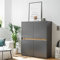 Lomadox Highboard Esszimmer in anthrazit mit Absetzungen in Wotan Eiche Nb., B/H/T: ca. 100/120/40 cm