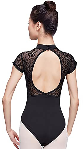 Vikodah Women's Ballet Leotards Gymnastics Bodysuits - Turtleneck O Back Danwear for Performance Dance Class