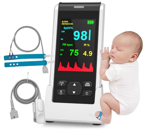 Pulsoximeter Kinder Sauerstoffsättigung Messgerät Baby mit App, HOLFENRY Blutsauerstoffmessgerät Finger Oximeter Finger Sauerstoff Bluetooth für Kinder und Baby überwachen SpO2, Herzfrequenz