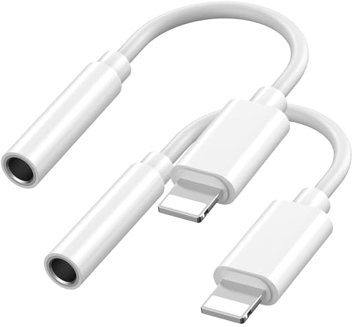 Unnderwiss Adaptateur pour i Phone Jack [Certifié MFi] 3,5 mm Adaptateur Casque pour i Phone Aux Audio Câble Jack Accessoires Compatible avec i Phone14Pro/14/13/12/SE/11/X/XS/8/7（2 Pack）