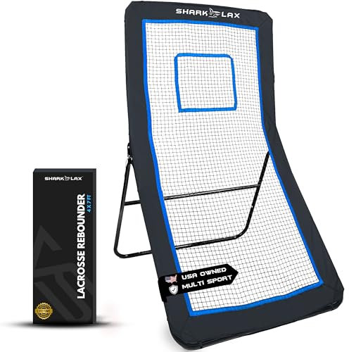 SHARK LAX Lacrosse & Volleyball Rebounder 1,2m x 2,1m Einstellbare Winkel - Lacrosse Rebounder für Hinterhof - Volleyball Rebounder Netz für Hinterhof - Lacrosse Bounce Back Rebounder Net (Einfache