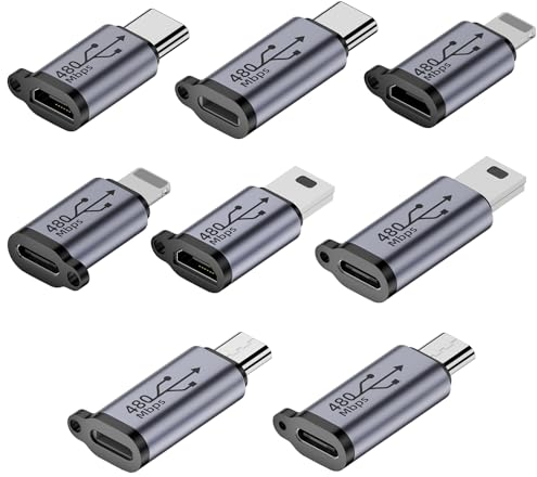 AOUZOVLI 8 Stück Mini USB Adapter USB C Lightning Adapter Lightning Auf US B C Kompatibel Mit Laptops, Tablets, Mobiltelefonen Usw