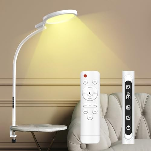 Trayvespace Tageslichtlampe Lichttherapie, Tageslichtlampe Schreibtisch Verstellbarem Schwanenhals, 5 Farbtemperaturen & 5 Helligkeitsstufen Tageslichtlampe 10000 Lux für Hause, Büro