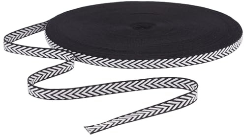 PH PandaHall Cinta de Navidad a rayas de 45,7 m, 1 cm de ancho, cinta de sarga a rayas negras y blancas, cinta jacquard para coser ropa, sombreros, decoración del hogar, envoltura de regalos