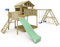 WICKEY Spielturm Klettergerüst Smart Fjord mit Schaukel & Rutsche, Outdoor Kinder Kletterturm mit Sandkasten, Leiter & Spiel-Zubehör für den Garten (Pastellgrün)