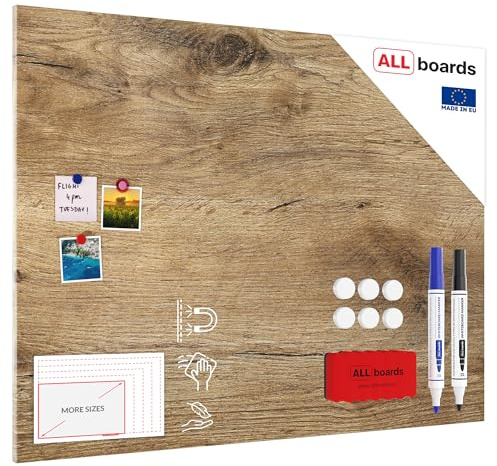 Magnetic Boards MetalBoard Wood, Wood Grain, Wooden Surface 120x90cm a Magnetic Metal Poster for All Types of Magnets + a Set of Accessories Included