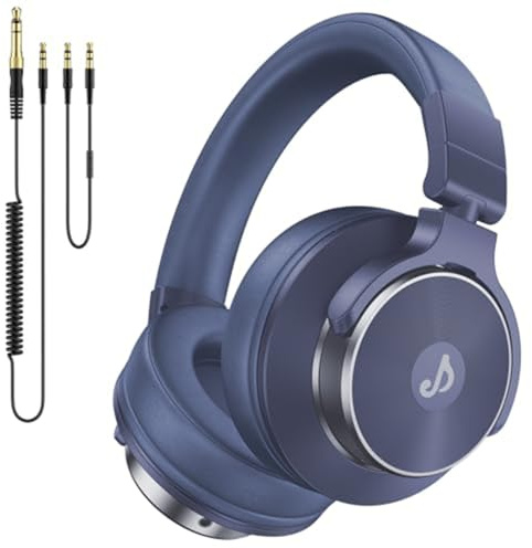 syndesmos Wired Over Ear Headphones DJ & Monitoring Headphones with 50mm Neodymium Drivers (Blue)