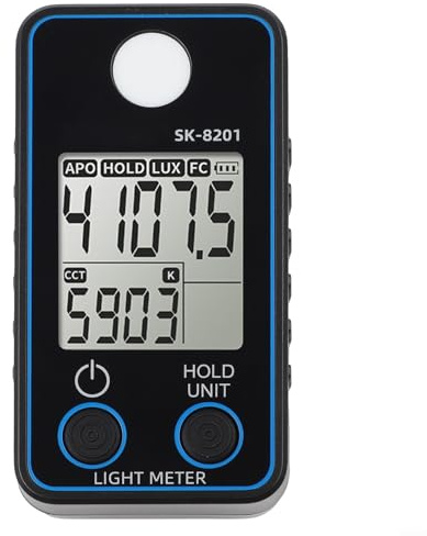 Misuratore di illuminazione digitale e tester della temperatura del colore con campionamento rapido e display multi schermo per una valutazione accurata della sorgente luminosa (SK-8 201)