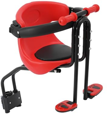 Kids Bike Seat, Baby Bike Seat with Safety Bar & Quick Release & PU Cushion, Front Mount Bike Child Seats, Adjustable Foldable Toddler Bicycle Carrier with Footrest 50kg for 8 Months to 4 Years