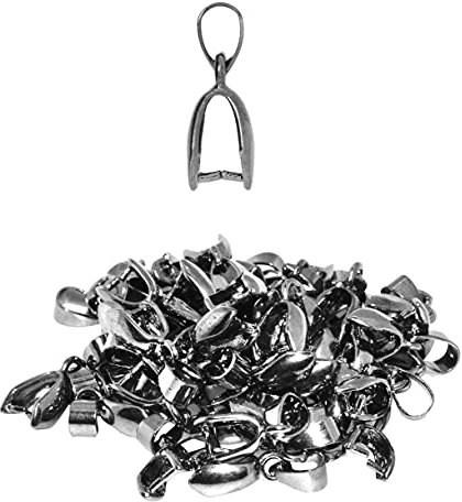 Mandala Crafts Gunmetal Pinch Bails Jewelry Findings Connectors 5X14mm Snap-On Pendant Clasps Clips Dangles for DIY Jewelry Making Necklace Earrings Bulk Pack of 50