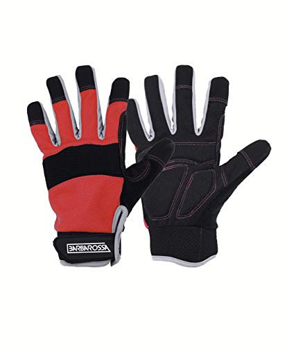 Barbarossa Reinforce Double-Stitched Work Gloves - Safety Utility Mechanics for Heavy Duty, Frictional Protection, Daily Work Operator, Flexible Yard Working, Touch Screen (XL)