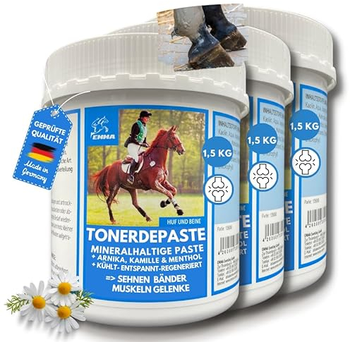 essigsaure Tonerde Pferd mit Arnika I Pferdesalbe & Pferdebalsam Kühlend 3x1,5Kg Heilerde Paste mit Arnica I Lehm Salbe kühlt Muskel Gelenke Sehnen zur Regeneration Entspannung Muskelkater für Pferde