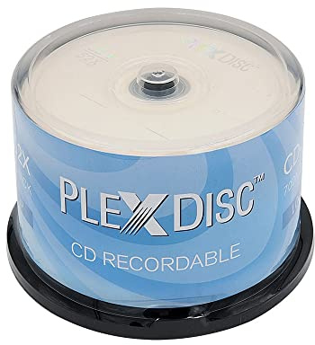 PlexDisc CD-R 52X 700MB 80 Min Logo Top Blank CDs 50-Pack Spindle Cake Box