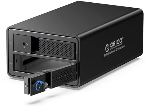 ORICO 2 Bay Festplattengehäuse, Aluminium USB 3.0 zu SATA Externes HDD Dockingstation für 3,5 Zoll HDD Festplatten bis zu 20TB, Kompatibel mit macOS und Windows (9528U3)