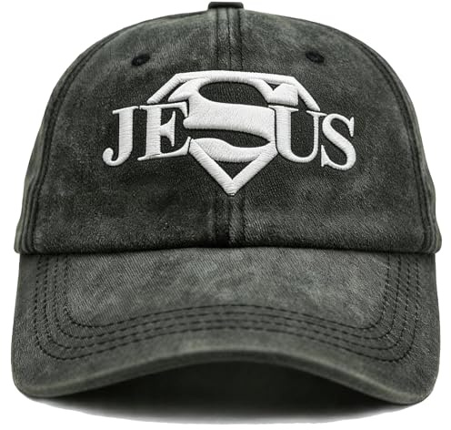 Baseballkappe mit christlichem Jesus-Kreuz, verstellbar, gewaschen, Sport, Outdoor, Glaube, Hoffnung, Snapback, Schwarz, Einheitsgröße