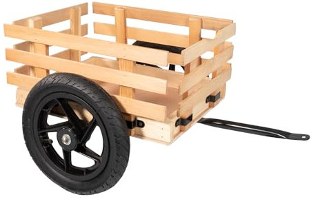 Lemodo Anhänger für Gokart – Trailer für Kinderfahrzeug mit vorhandener Anhängerkupplung, Hänger mit Luftreifen und Holzrahmen, Einachsanhänger passend für Kindertretfahrzeuge