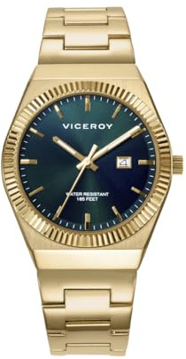 Viceroy Reloj Mujer Elegante para Vestir de Acero Inoxidable - 34 mm - Movimiento de Cuarzo - Esfera Verde - Bisel Dorado - Resistente al Agua 5 ATM - Colección Dress – 401296-67