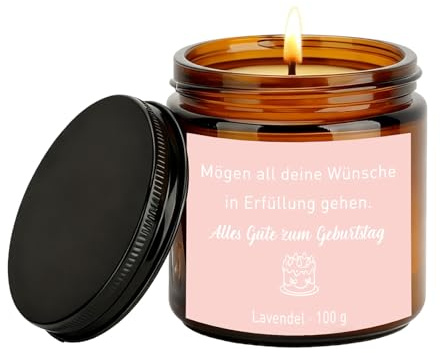 Kerze Geburtstagsgeschenk für Frauen Männer, Duftkerze Geschenk, 3.5OZ Lavendel Duftkerze im Glas mit Spruch aus Soja, Geburtstagsgeschenk für Beste Freundin Mama Schwester Papa Kollege Kollegin Oma
