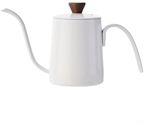 Pour Over Kaffeekessel, Schwanenhals, Kaffeekanne, Edelstahl-Teekessel Wasserkocher für Camping, Zuhause, Reisen, Büro (M-weiß, 350 ml)