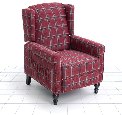 FLEXISPOT Recliner Chair Armchair Adjustable Single Chair Sofa for Relaxing Accent Chair Pushback for Living Room Bedroom Wing Back Reclining | Red