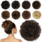 FESHFEN Chignon Capelli Veri, 100% Naturali Umani Ondulato Posticcio Chignon Facile per Capelli Posticci Castano Capelli Extension Volume per Donna