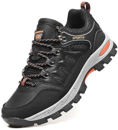 Topwolve Hiking Boots Men's Women's Waterproof Walking Shoes Low Rise Trekking Climbing Shoes Outdoor Backpacking Camping Trails Shoes,Black,6 UK