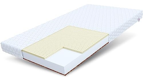 FDM MERKURY Matratze 90x190 cm Taschenfederkern Höhe 11 cm Härtegrad H2 H4 7-Liegezonen Öko-Tex Allergikergeeignet Bezug Waschbar Latex Kokosfaser-Einlage