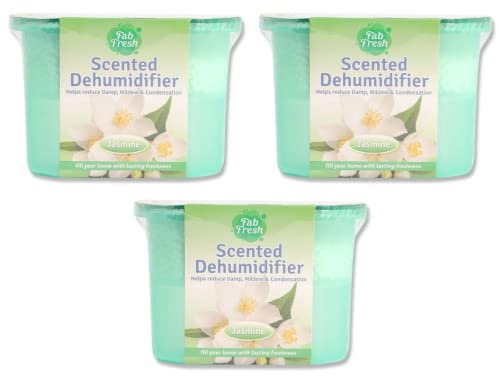 Dehumidifier for Home Damp Kitchen Wardrobe Office Caravan Garage Bathroom Basement Air Purifier (Green Box Jasmine Scent 500ml, 3 Pack)
