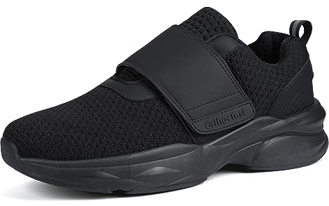 Ortho+rest Herren Diabetiker Wanderschuhe Ödem-Schuhe für Geschwollene Füße Fußgewölbe Unterstützung Orthopädische Sneaker (43,Schwarz)