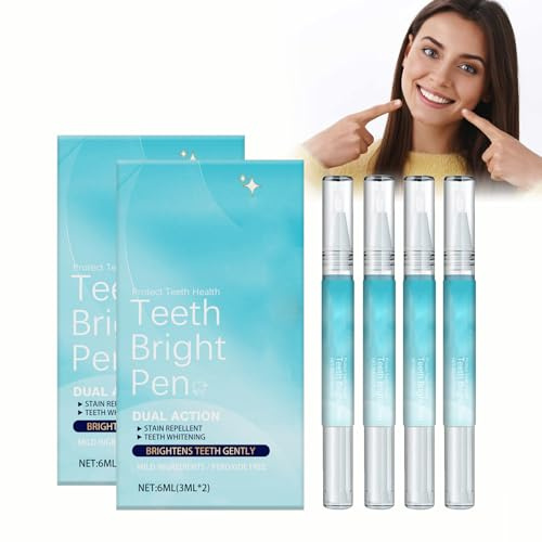 Tooth Paint Pen 4 Penne Sbiancanti per I Denti Con Gel Sbiancante Istantaneo, Penne per Correggere Il Colore per La Rimozione Delle Macchie Sui Denti, Comode Da Viaggio E Facili Da Usare