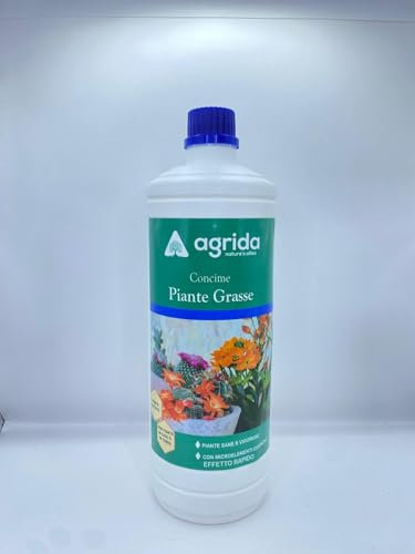 Concime Piante Grasse 1000ml - Concime Liquido Organico Minerale - Aumenta Crescita Resistenza Cactacee, Succulente, Cactus - Formulazione Naturale - Con Tappo Dosatore - Prodotto in Italia - AGRIDA