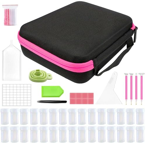 Rhinestone Art Storage Case, 30 Slots Bead Storage Boxes for Diamond Painting, Portable Diamond Art Storage Boxes, Rhinestone Painting Accessories and Tool(Without Rhinestones)