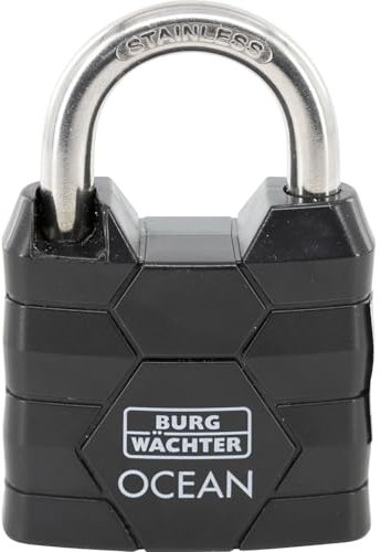 Burg Wächter Vorhängeschloss wetterfest Breite 40mm Ocean, rostfreies und seewasserfestes Vorhangschloss gleichsperrend mit 2x Schlüssel