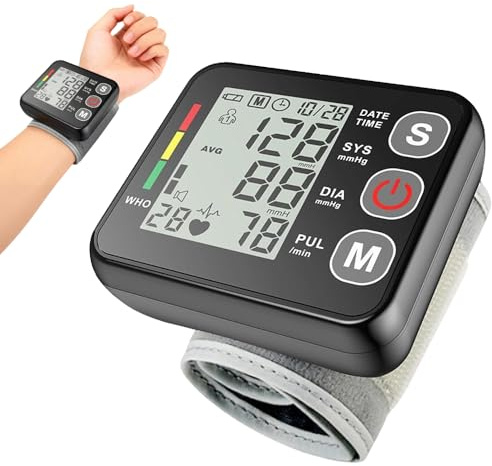KUWUNG Misuratore di Pressione da Polso, Display LED, Rilevamento Aritmia, 2×99 Memorie, Circonferenza 13,5-21,5 cm
