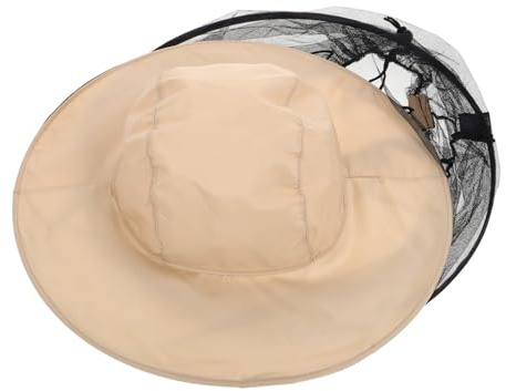 ibasenice Chapeau Apiculteur Large Bord Beige, Protection Solaire Extérieure Pliable Légère, Filet Respirant Intégré Pour Apiculture Et Pêche En Plein Air