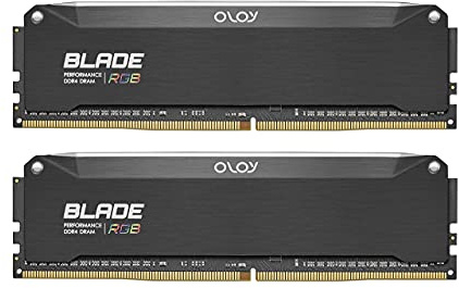 OLOy DDR4 RAM 16GB (2x8GB) Black Hairline Blade RGB 3600 MHz CL18 1.35V 288-Pin Desktop Gaming UDIMM (MD4U0836180BRKDA)
