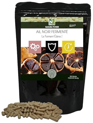 NAKURU | Ail Noir Fermenté | Gamme Power | Fabriqué en France | Le Ferment Ébène ! (500 Gélules)