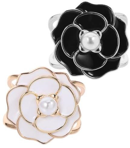 FOMIYES Lot De 2 Anneaux D'Écharpe Femme Avec Perles Synthétiques Et Motif Floral Pinces À Foulard Pour Écharpe Châle Manteau Et Ceinture Accessoire Élégant