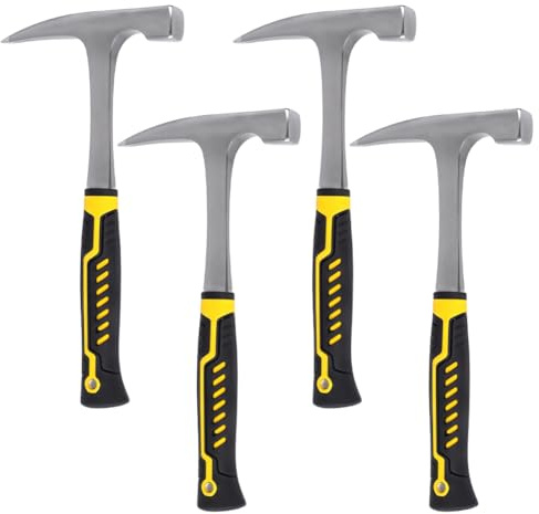 INTERWARM 4Pcs Rock Pick Hammer,32cm Steel Geology Rock Hammer Drop Forged Masonry Hammers Geologist Hammers with Pointed Tip for Mining Geological Prospecting Camping