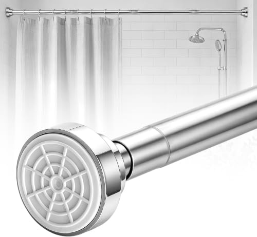Barra de cortina de ducha sin taladrar, 44-194 cm, barra telescópica extensible, cortina de acero inoxidable, barra de ducha antideslizante, barra tensora para sujetar el baño, ventanas y armario