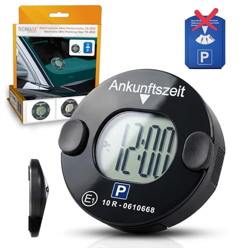 Technaxx Elektronische Parkscheibe mit Bewegungssensor – Automatische Digitale Parkuhr mit Magnetbefestigung, KBA-zugelassen, Lange Batterielaufzeit & automatische Sommer-/Winterzeit – TX-353