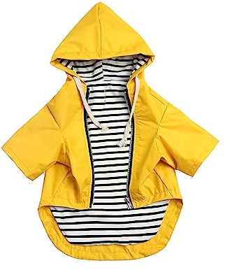 Dog Raincoat rain Jacket Raincoat Dogs Waterproof Small Medium Breeds Zip Closure Storage Pocket Harness Hole Yellow S