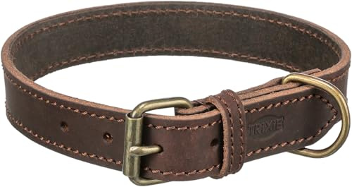 Trixie Collare Rustico, in Pelle Fatica, L-XL: 57-66 cm/30 mm, Marrone Scuro, 0,1449 kg