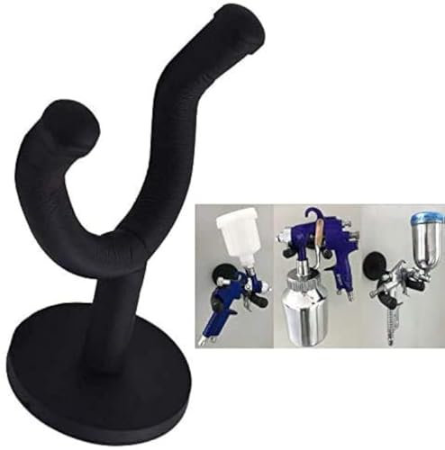 Pmsanzay Magnetic Paint Spray Gun Holder Stand - Holds up to 10 Lb - Black Rubber Coated - No Scratches - Ideal for Gravity Feed Spray Guns
